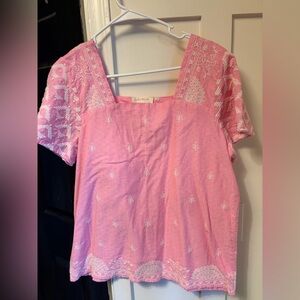 Forever that girl pink embroidered blouse